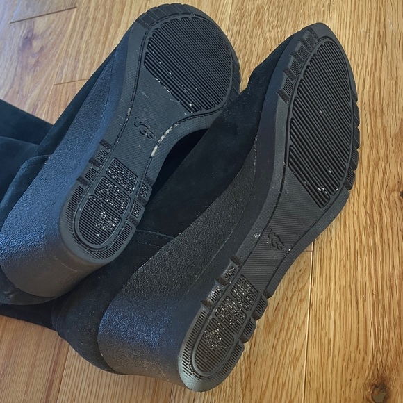 UGG Black Suede Wedges High Boots - Picture 7 of 8